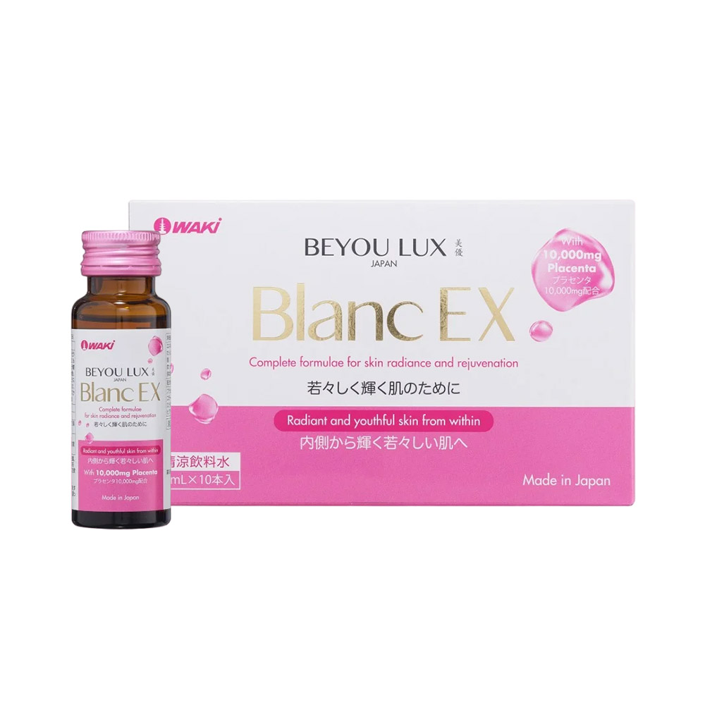 Nước Uống Sáng Da Placenta & Collagen 2in1 Beyou Lux Blanc EX (Hộp 10 chai x 50 ml)
