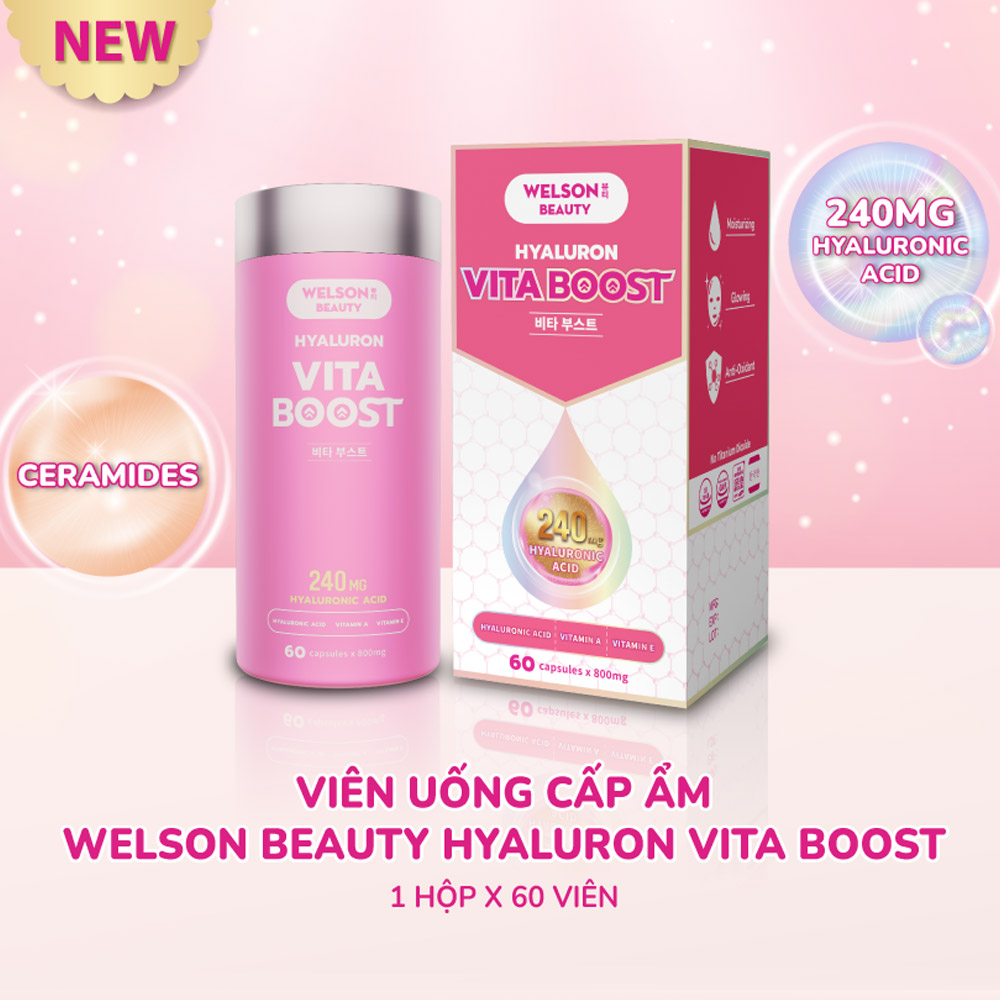 Viên uống cấp ẩm Welson Beauty Hyaluron Vita Boost (Hộp 60 viên)