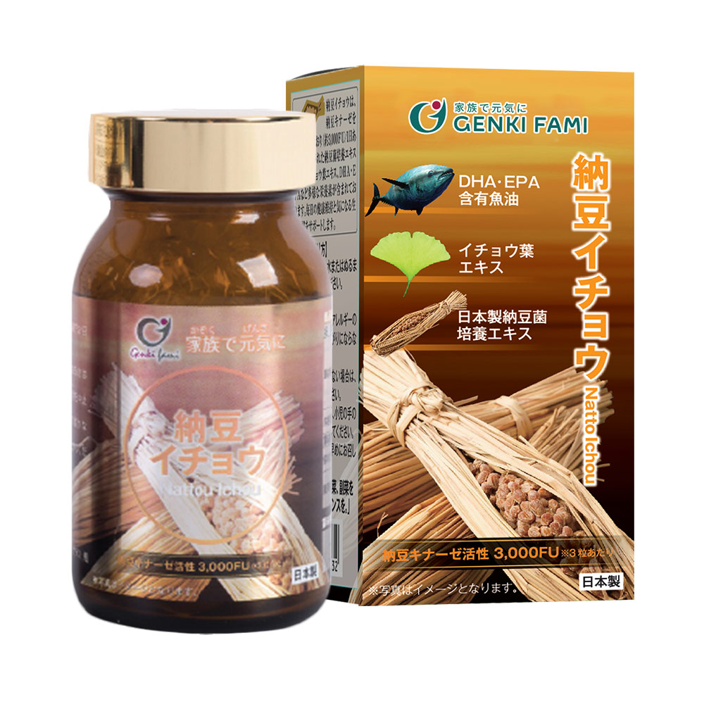Viên uống hỗ trợ điều trị tai biến Genki Fami Nattou Ichou 3000FU 90 viên