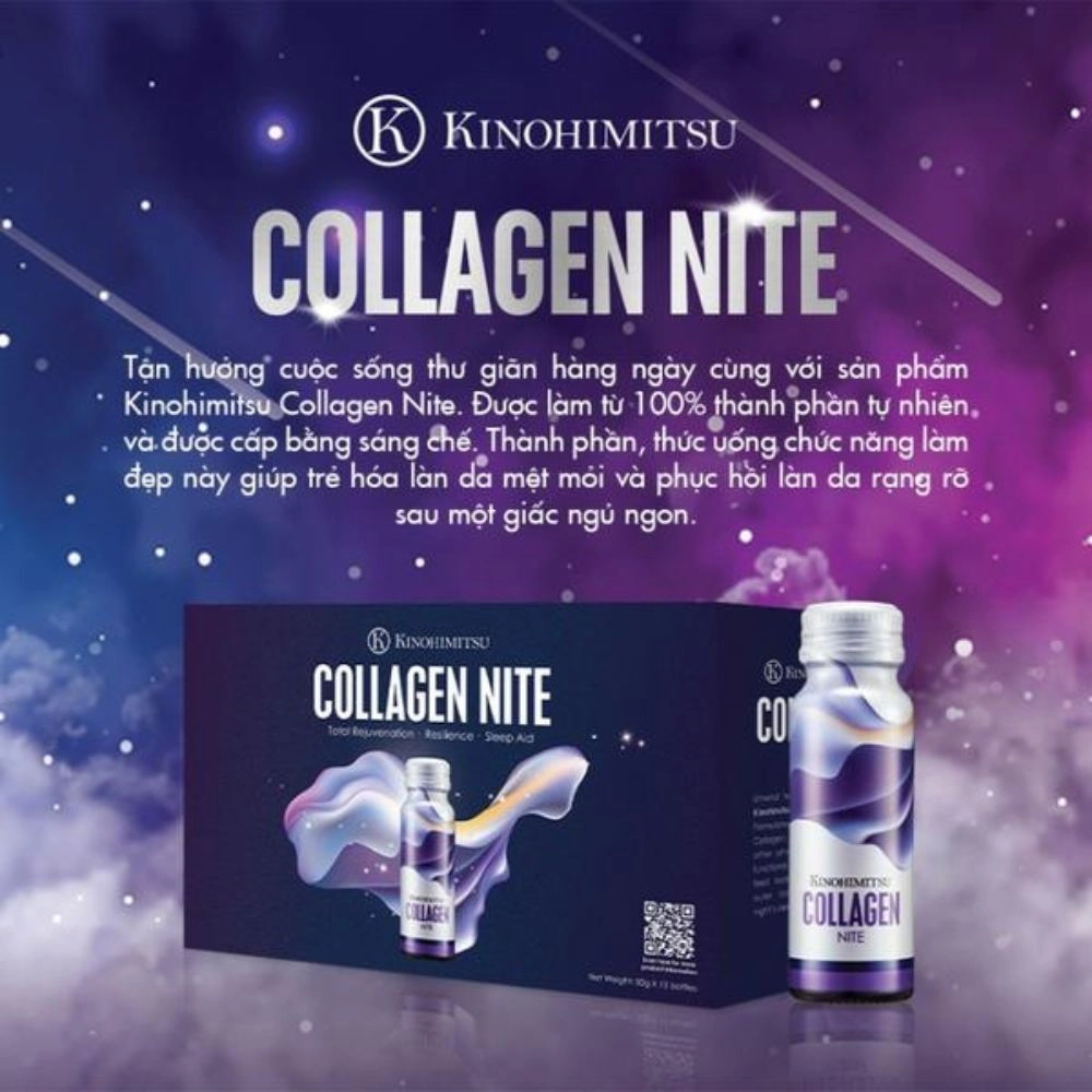 Nước uống Collagen cải thiện giấc ngủ chống lão hóa Nite (Hộp 10 chai x 50ml)