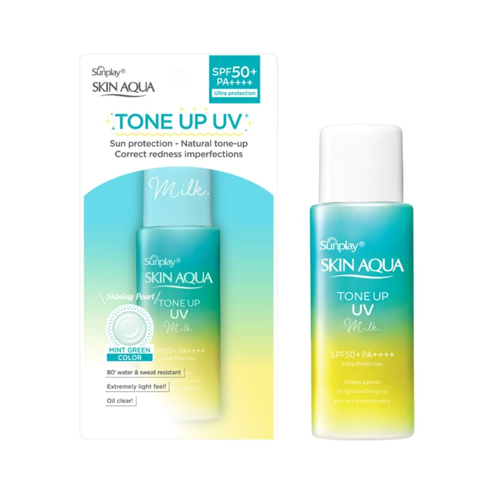 Sữa chống nắng nâng tông Sunplay Skin Aqua Tone Up UV Milk Mint Green SPF50+ PA++++ 50g (Dành cho da dầu, da hỗn hợp)