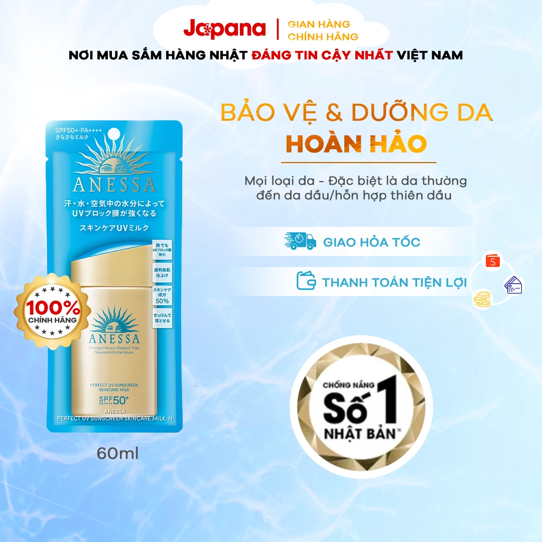 Sữa chống nắng dưỡng da Anessa Perfect UV Sunscreen Skincare Milk 60ml (Mẫu Mới)