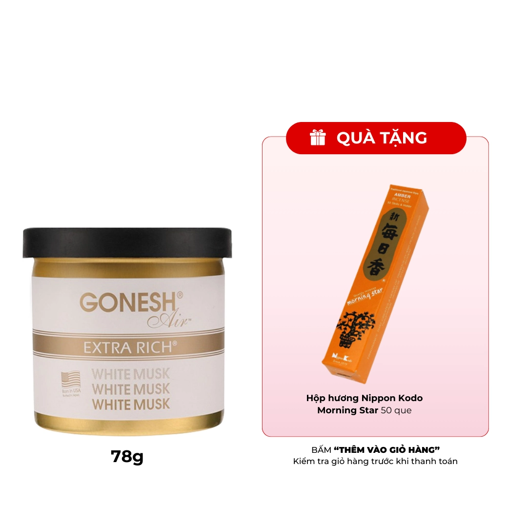 Gel thơm cho xe ô tô Nippon Kodo Gonesh Air 78g (Hương xạ hương trắng)