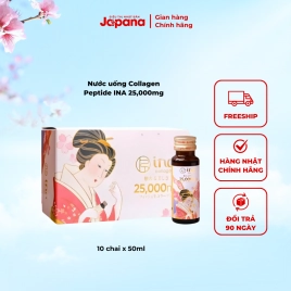 Nước uống Collagen Peptide INA  25,000mg (Hộp 10 chai x 50ml) (Date 12/25)