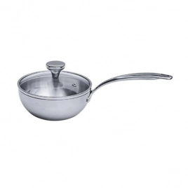 Chảo đúc Inox 3 lớp đáy liền sây lòng Tri-ply có vung kính Kaiyo