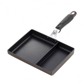Chảo chống dính chữ nhật chia 2 ngăn Tamahashi 18x23cm