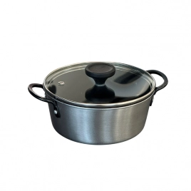 Nồi chống dính phủ inox 3 lớp liền đáy Tri-Ply Todaii - 16cm mini, nắp kính