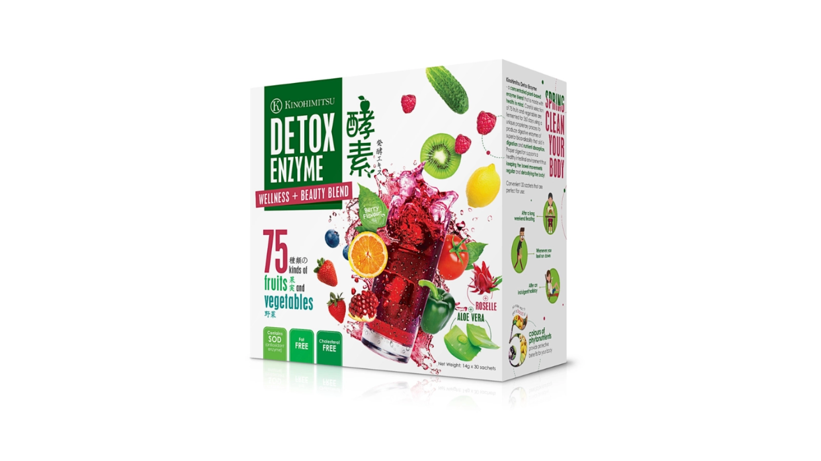 Bột uống thải độc , kiểm soát cân nặng kinohimitsu detox enzyme 14g