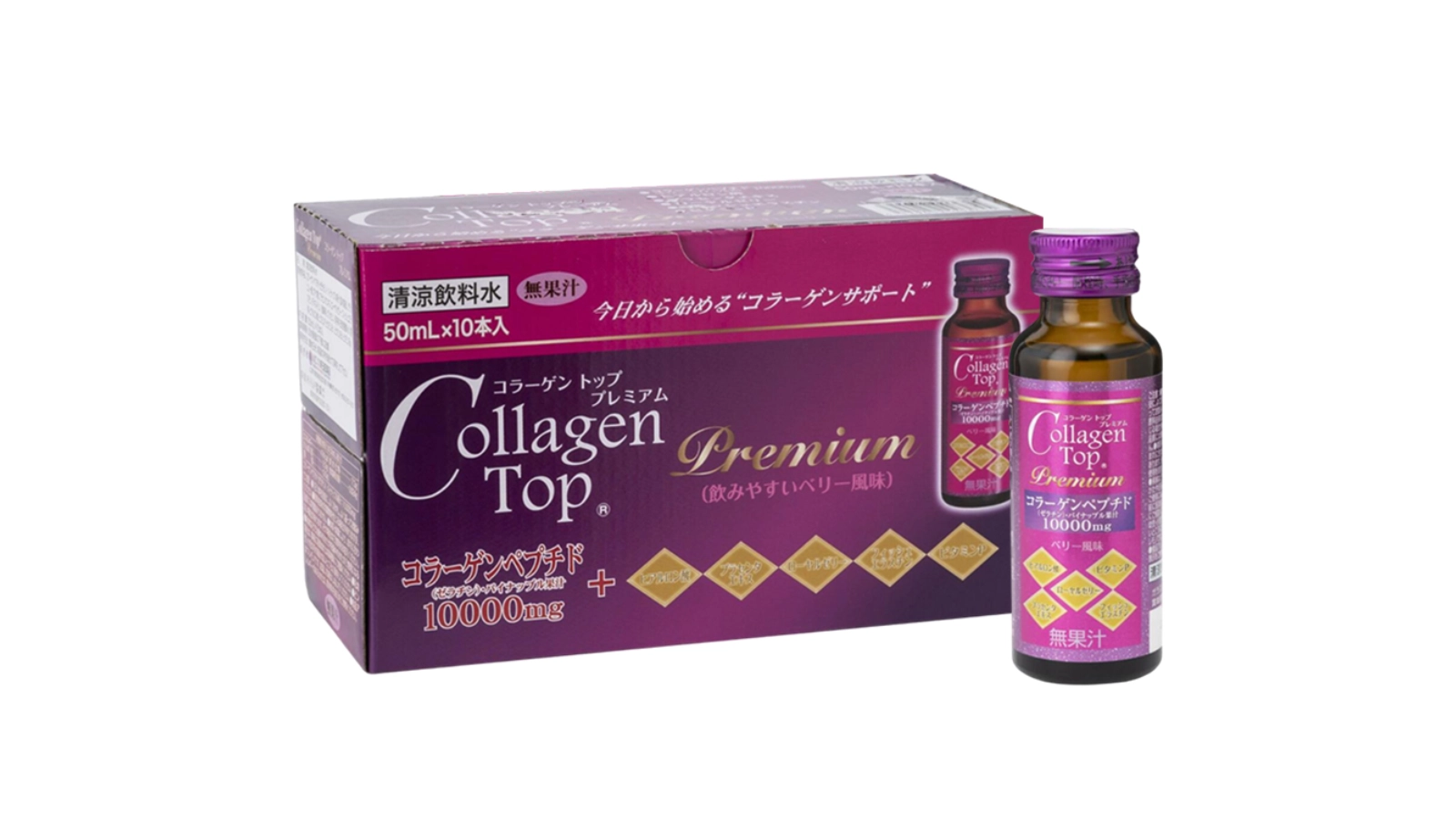 Nước uống Collagen Shinnippai Top Premium 10.000mg (Hộp 10 chai x 50ml)
