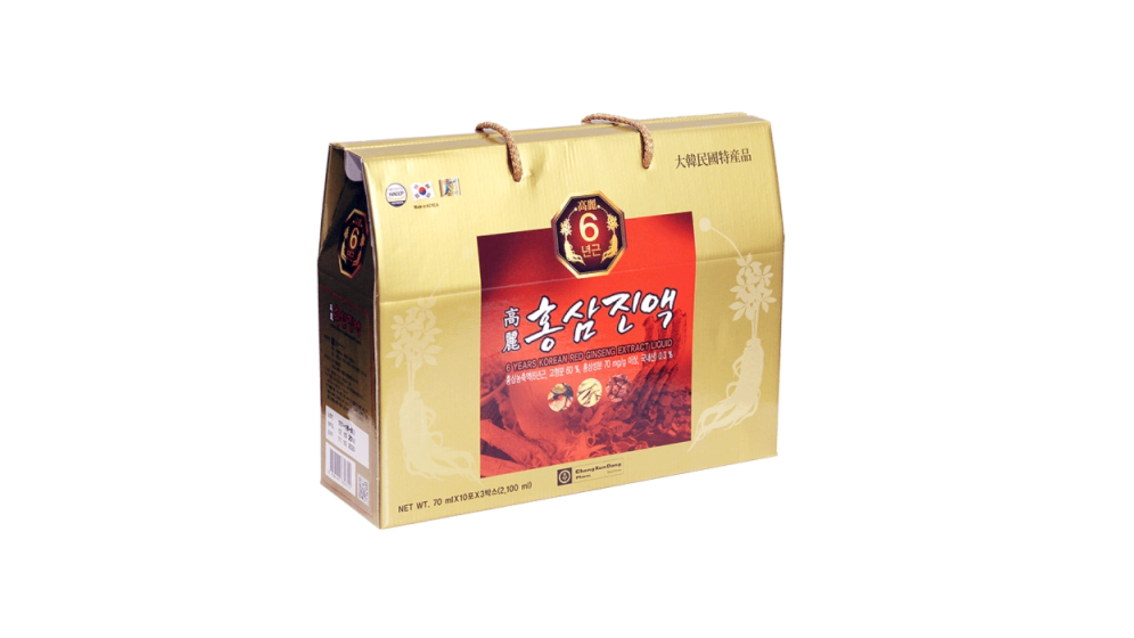 Nước chiết xuất hồng sâm Hàn Quốc 6 năm tuổi Ginseng House (Hộp 30 gói x 70ml)