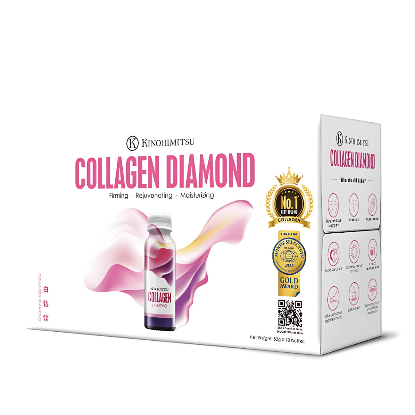 Nước uống đẹp da Kinohimitsu J`pan Collagen Diamond 5300 Drink (Hộp 10 chai x 50 ml)