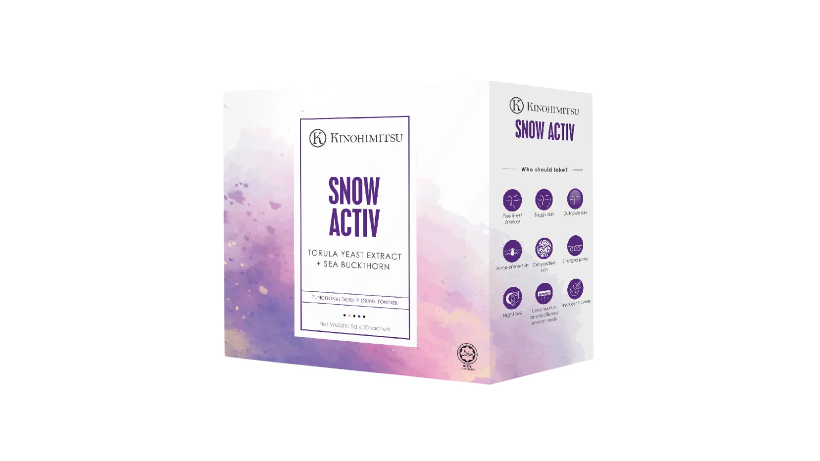 Bột uống trắng da, phục hồi da sẫm màu Kinohimitsu Snow Activ 5.5g x 30 gói