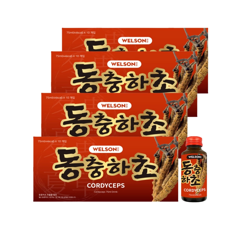 Combo 4 Nước Uống Đông Trùng Hạ Thảo Welson Cordyceps Hàn Quốc - Hộp 10 chai x 75ml