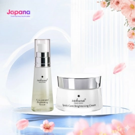 Bộ 2 sản phẩm dưỡng trắng Sakura Spots Care Brightening Cream 45g và Concentrated Brightening Serum 30ml
