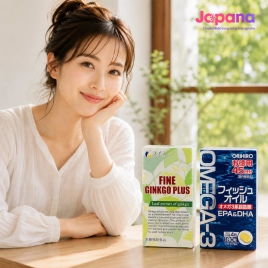 Combo chăm sóc não bộ 1 hộp Viên uống Fine Ginkgo Plus 400 viên + 1 hộp Viên uống Orihiro Omega-3 Orihiro 180 viên